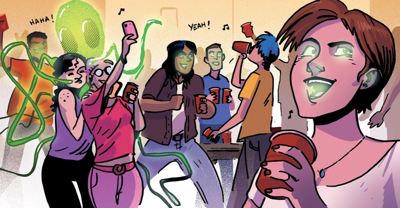 A bunch of kids partying and getting possessed by aliens.